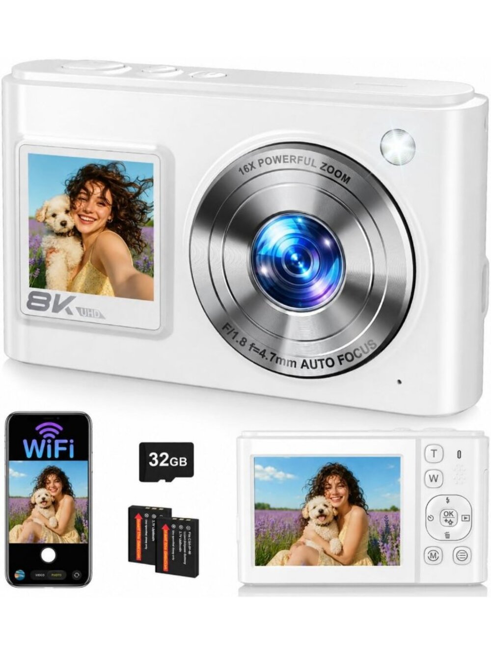 8K Digital Camera 96MP WiFi Dual Screen for Stunning Photography & Videos